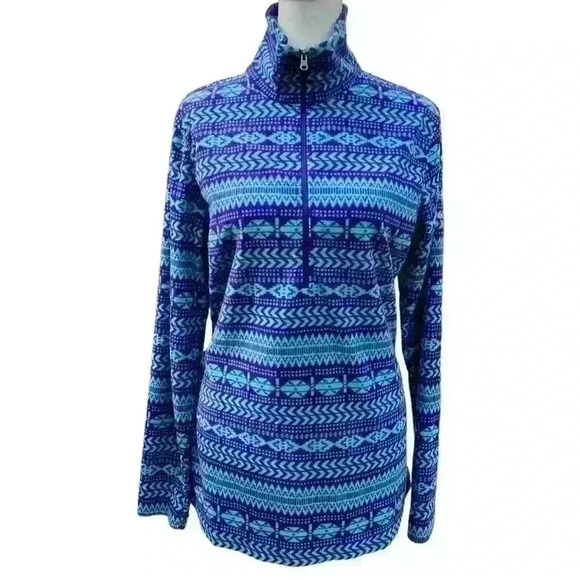 Columbia Fleece Half Zip Pullover Aztec Pattern Size L - Picture 1 of 8